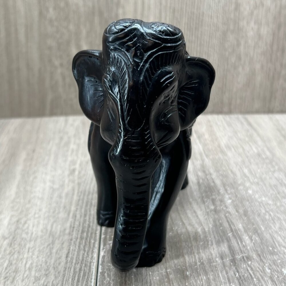 Blac Carved Elephant Figurine Statue Home Decor Lucky Charm Collectible - Picture 9 of 13